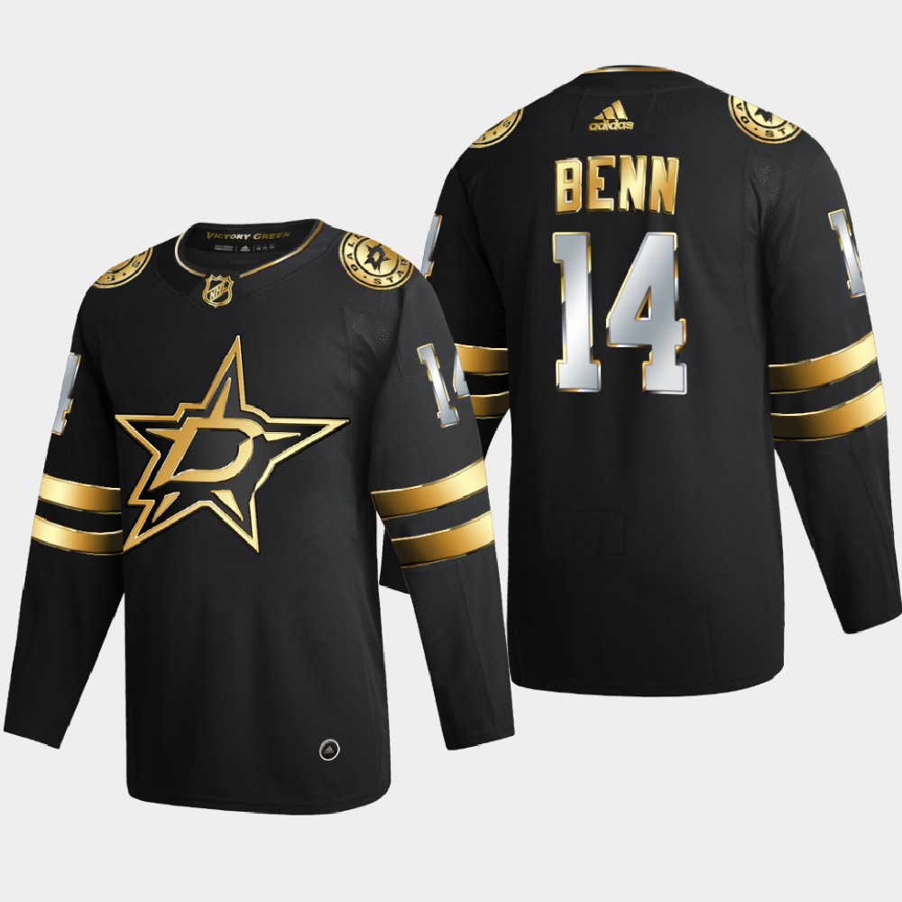 Dallas Stars 14 Jamie Benn Men Adidas Black Golden Edition Limited Stitched NHL Jersey
